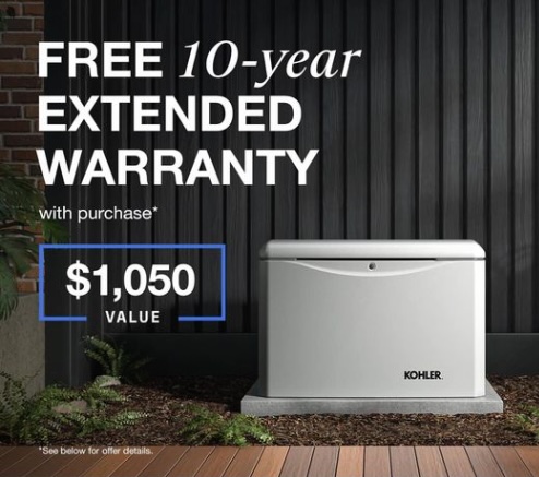 A Whole House Defen-DERR: Get a Free, 10-Year Extended Warranty on Qualifying Kohler Generators